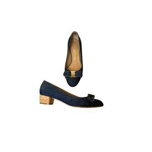 Ferragamo Vera denim block‎ heel - 7